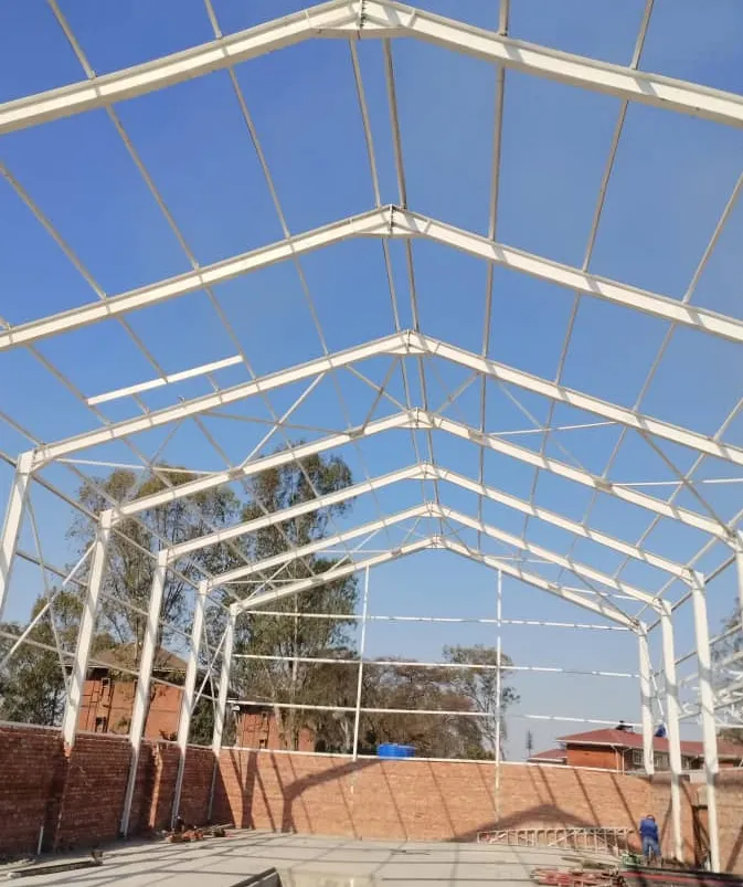 Steel portal frame of the Mandava Workshop during erection