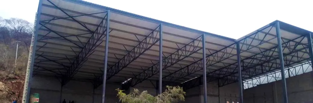 Steel roof structure of the New Spar Supermarket during construction