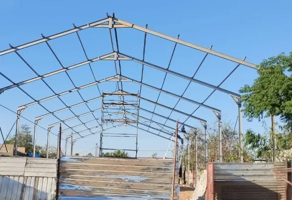 Steel portal frames of the Mandava Workshop during erection